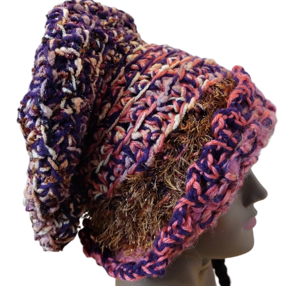 Bohemian slouchy beret style warm soft handmade hat unique